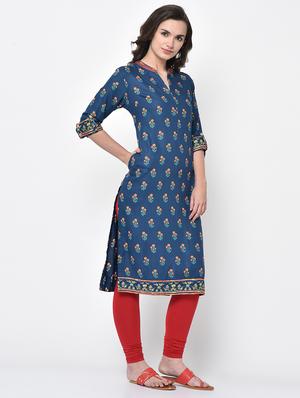 printed straight kurta - 17060731 - Standard Image - 3