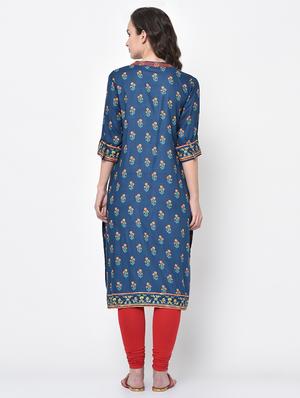 printed straight kurta - 17060731 - Standard Image - 5