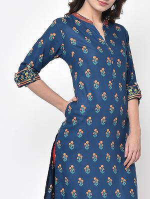 printed straight kurta - 17060731 - Standard Image - 6
