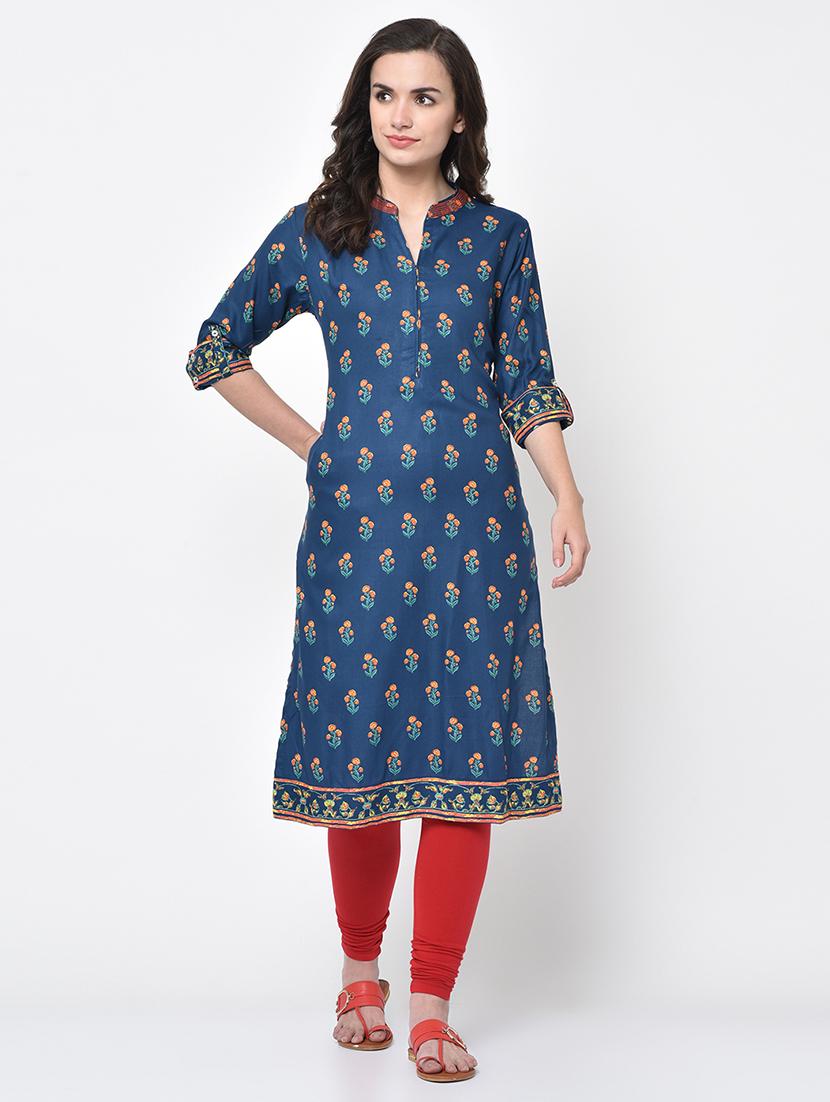 printed straight kurta - 17060731 - Zoom Image - 1