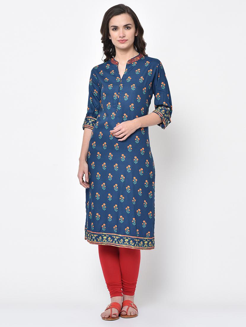 printed straight kurta - 17060731 - Zoom Image - 2