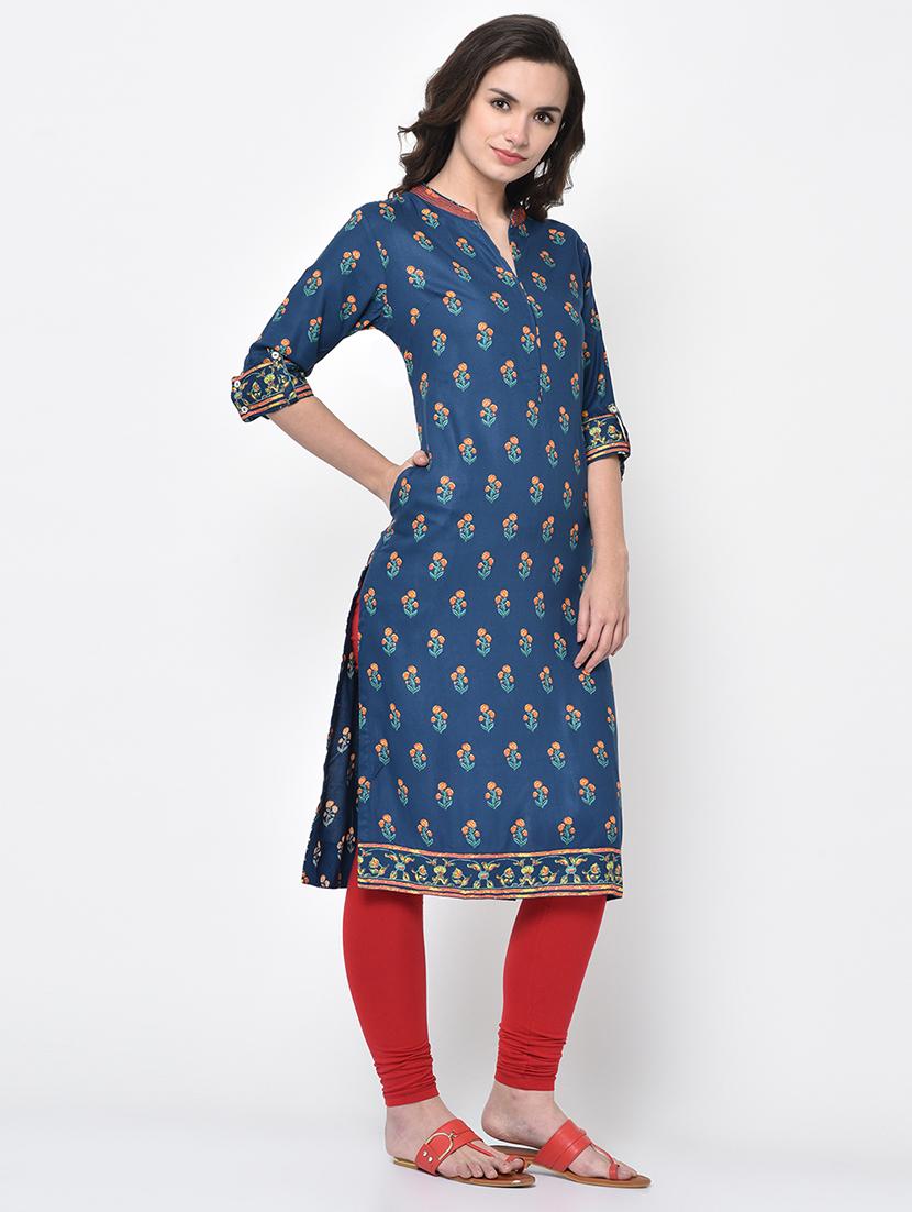 printed straight kurta - 17060731 - Zoom Image - 3