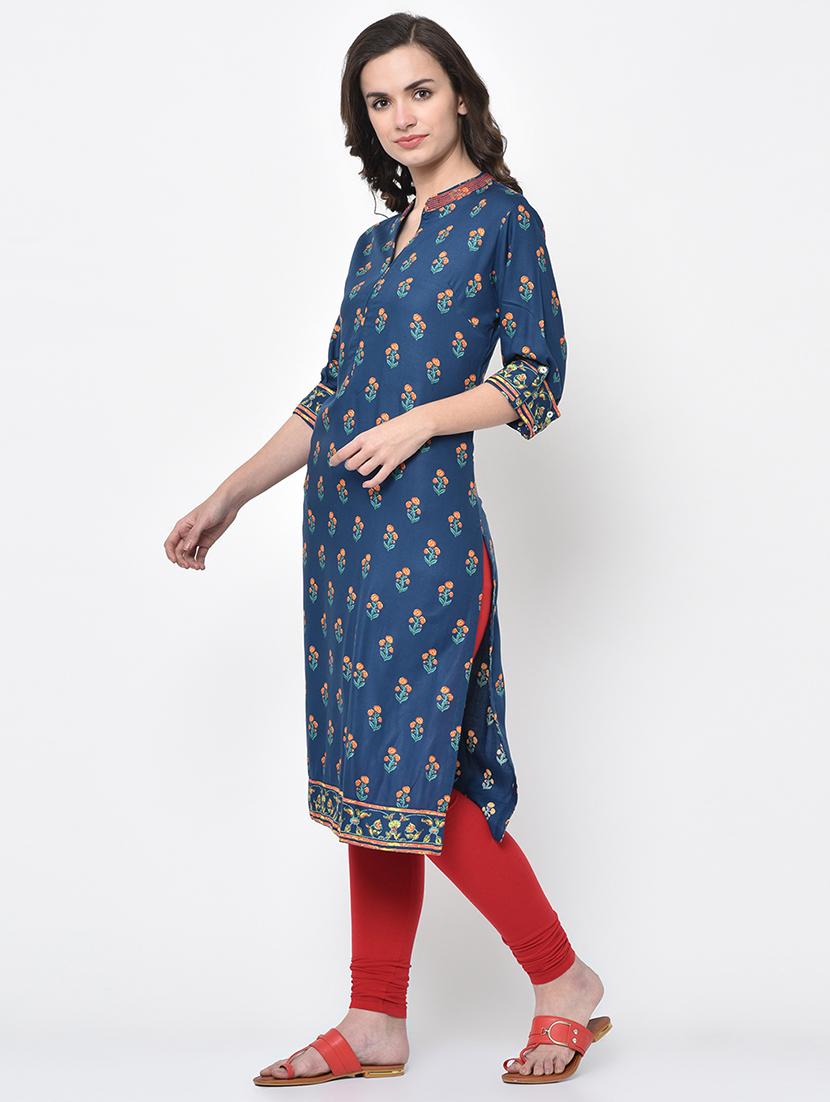 printed straight kurta - 17060731 - Zoom Image - 4