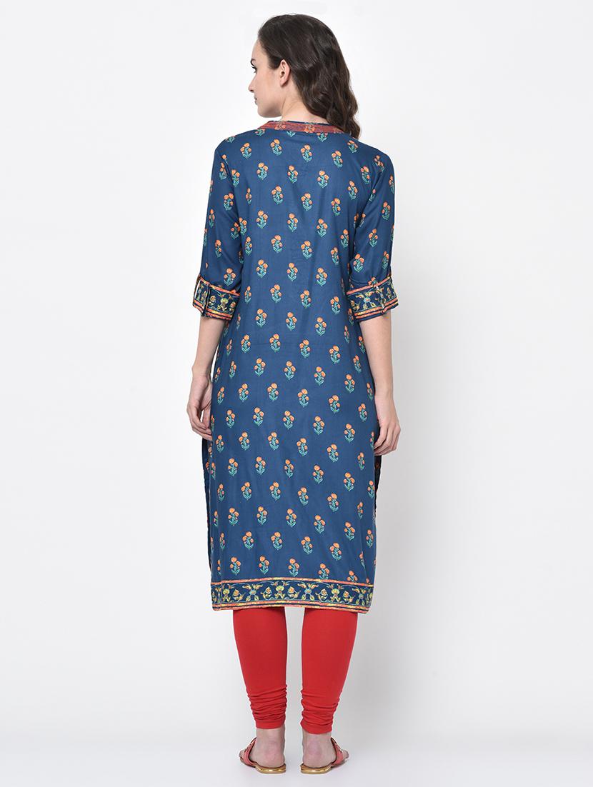 printed straight kurta - 17060731 - Zoom Image - 5