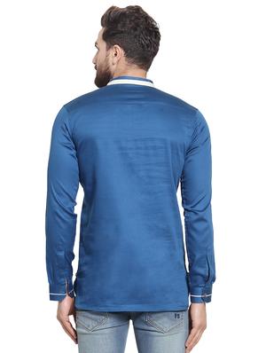 blue cotton short kurta - 17061097 - Standard Image - 3