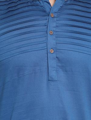 blue cotton short kurta - 17061097 - Standard Image - 5