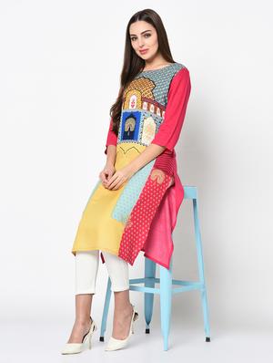printed straight kurta - 17061215 - Standard Image - 3