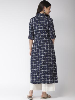 checkered a-line kurta - 17061217 - Standard Image - 3