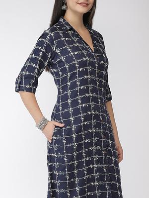 checkered a-line kurta - 17061217 - Standard Image - 4