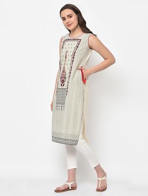 printed straight kurta - 17061237 - Standard Image - 3