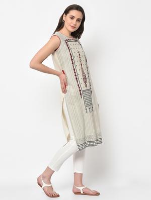 printed straight kurta - 17061237 - Standard Image - 4