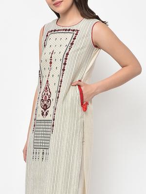 printed straight kurta - 17061237 - Standard Image - 6