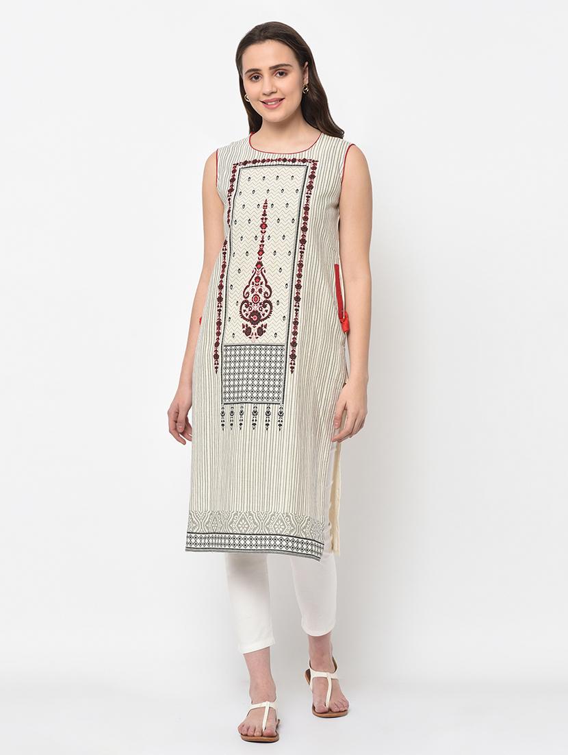 printed straight kurta - 17061237 - Zoom Image - 1