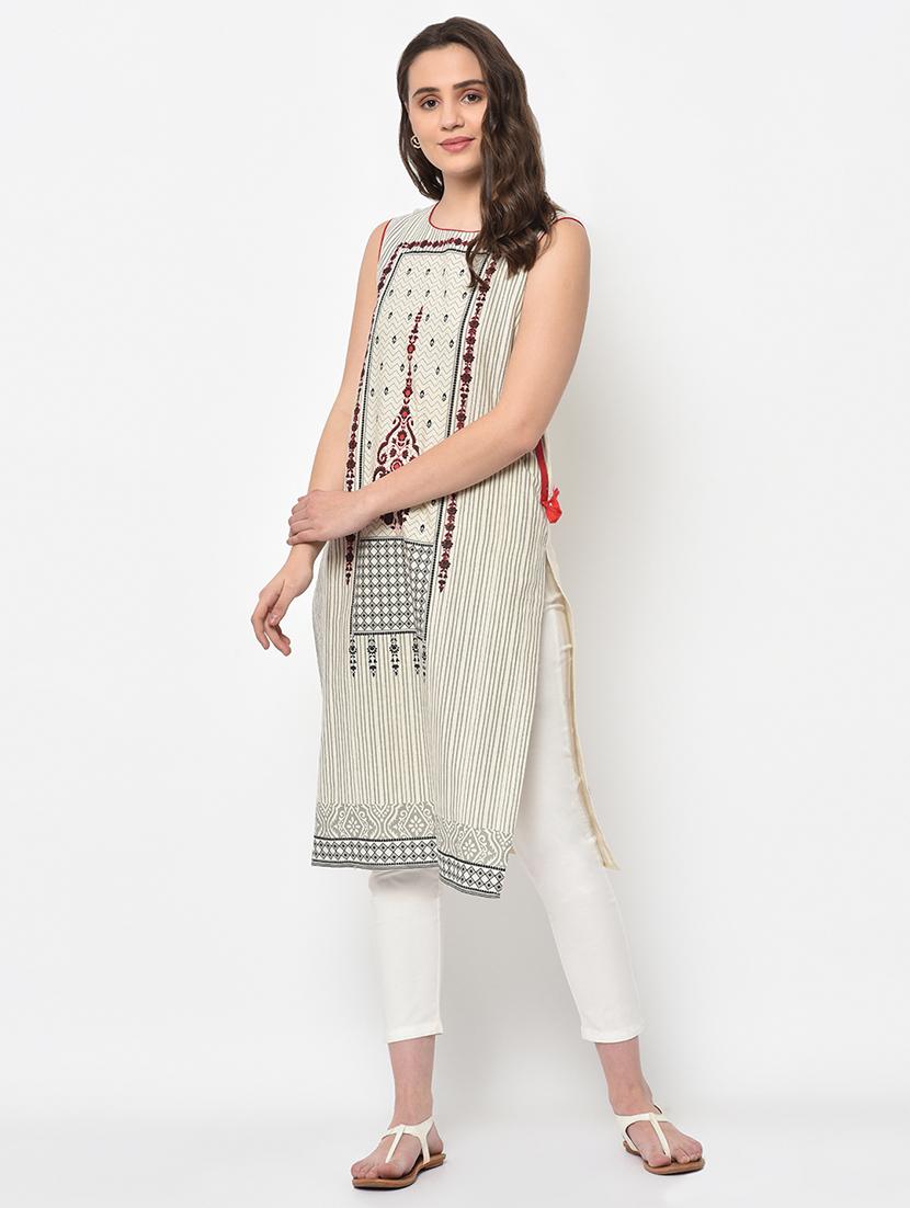 printed straight kurta - 17061237 - Zoom Image - 2