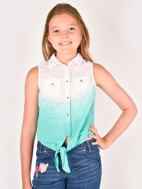 green cotton regular tops & tee - 17062605 - Standard Image - 1