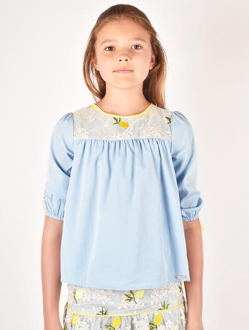 blue polyester regular tops & tee - 17062608 - Very Small Image - 1