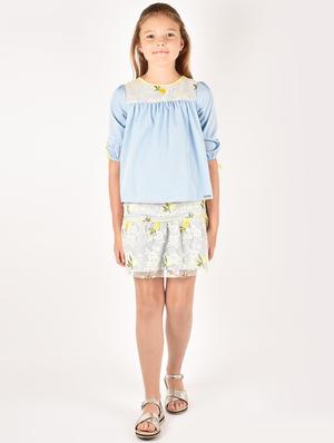 blue polyester regular tops & tee - 17062608 - Standard Image - 4