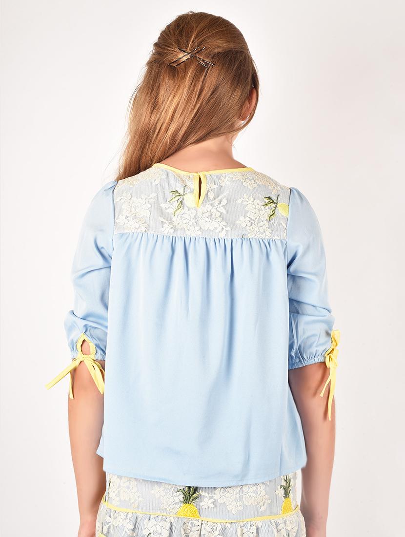 blue polyester regular tops & tee - 17062608 - Zoom Image - 3