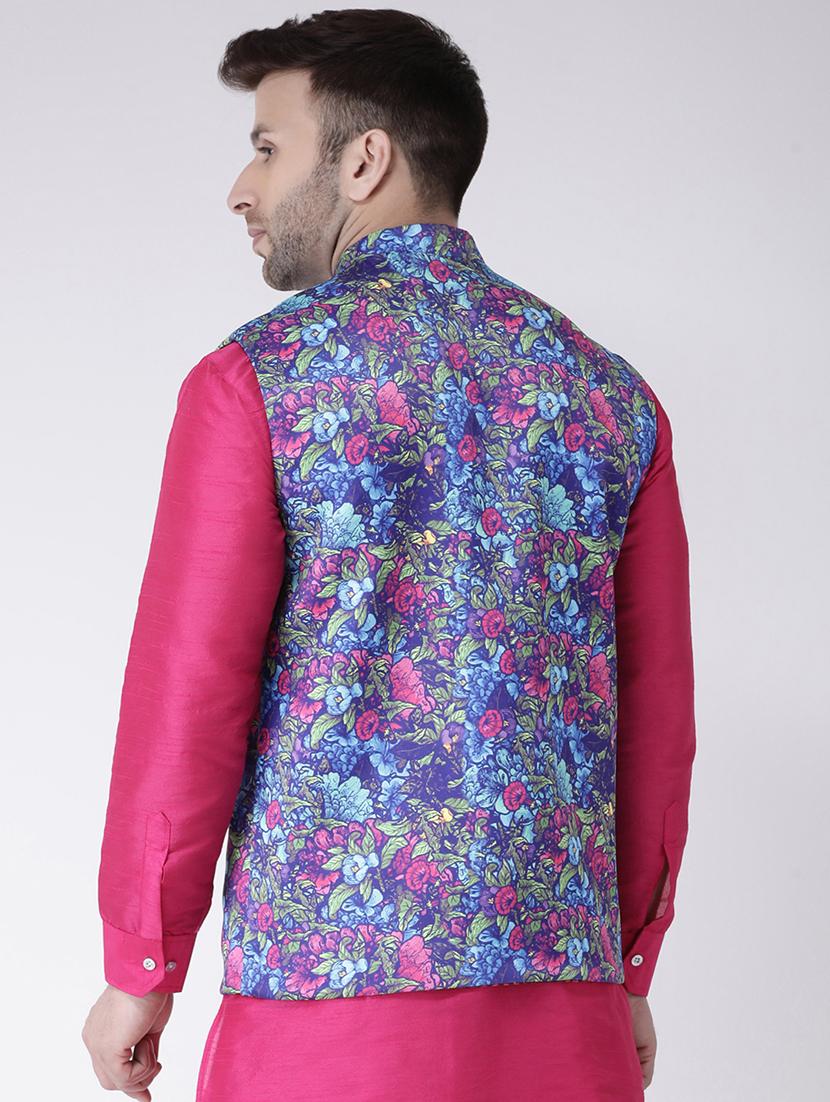 blue printed nehru jacket - 17063733 - Zoom Image - 3
