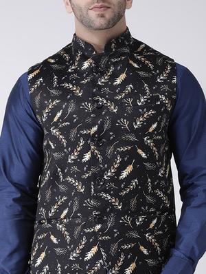 black printed nehru jacket - 17063734 - Standard Image - 5