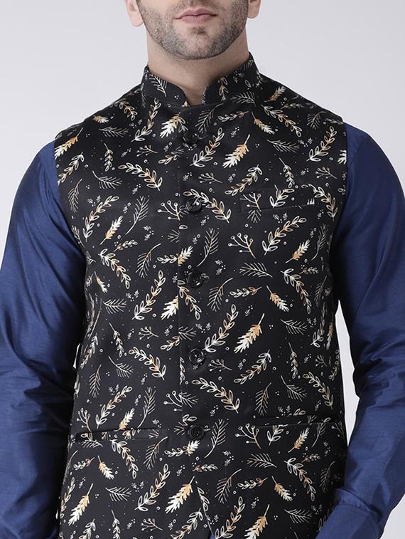 black printed nehru jacket - 17063734 - Zoom Image - 5