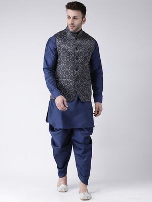 grey printed nehru jacket - 17063735 - Standard Image - 4
