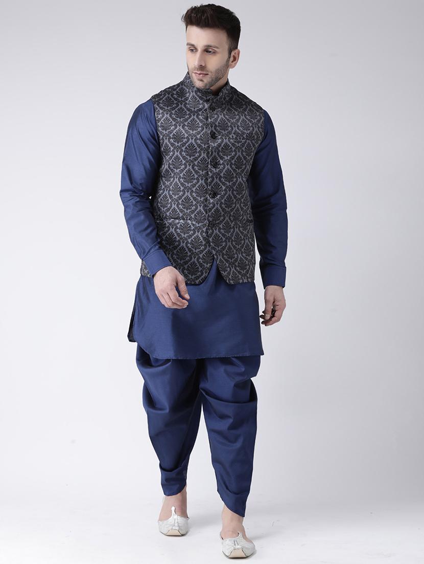 grey printed nehru jacket - 17063735 - Zoom Image - 4