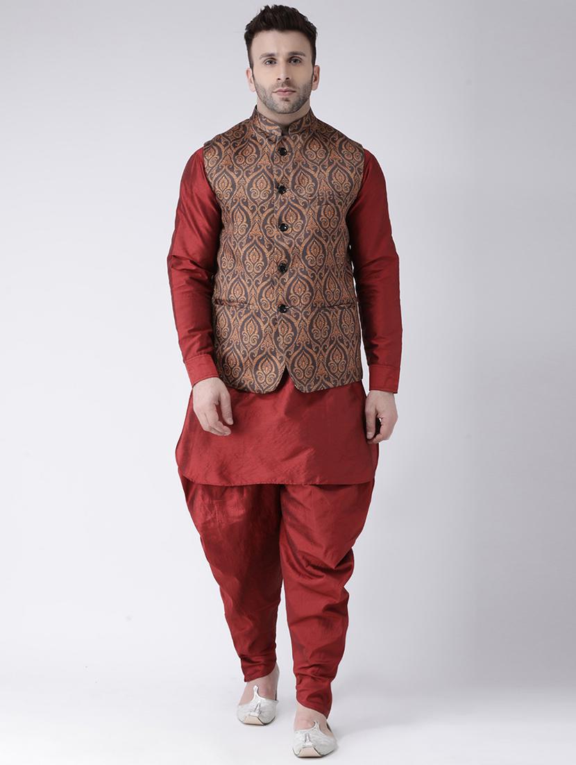 brown printed nehru jacket - 17063737 - Zoom Image - 4