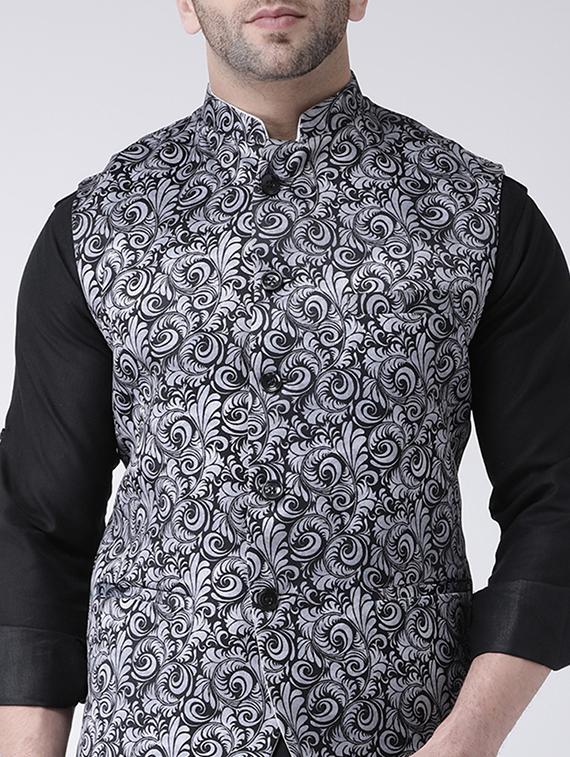 grey printed nehru jacket - 17063738 - Zoom Image - 5