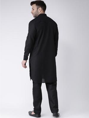 black solid pathani set - 17063742 - Standard Image - 3