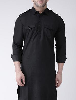 black solid pathani set - 17063742 - Standard Image - 4
