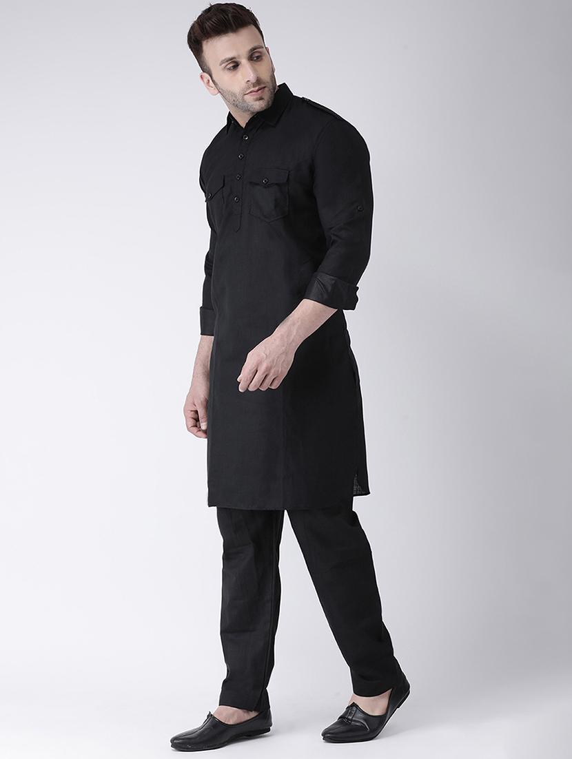 black solid pathani set - 17063742 - Zoom Image - 2
