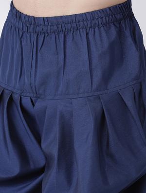 navy blue solid dupion dhoti kurta set - 17063745 - Standard Image - 5