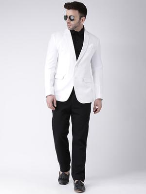white solid single breasted casual blazer - 17063748 - Standard Image - 4