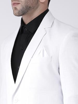 white solid single breasted casual blazer - 17063748 - Standard Image - 5