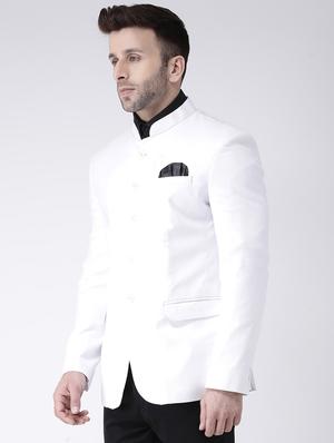 white solid bandhgala formal blazer - 17063750 - Standard Image - 2