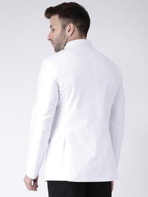 white solid bandhgala formal blazer - 17063750 - Standard Image - 3