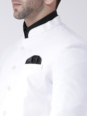 white solid bandhgala formal blazer - 17063750 - Standard Image - 5