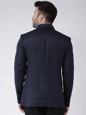 navy blue solid tuxedo blazer - 17063759 - Standard Image - 3