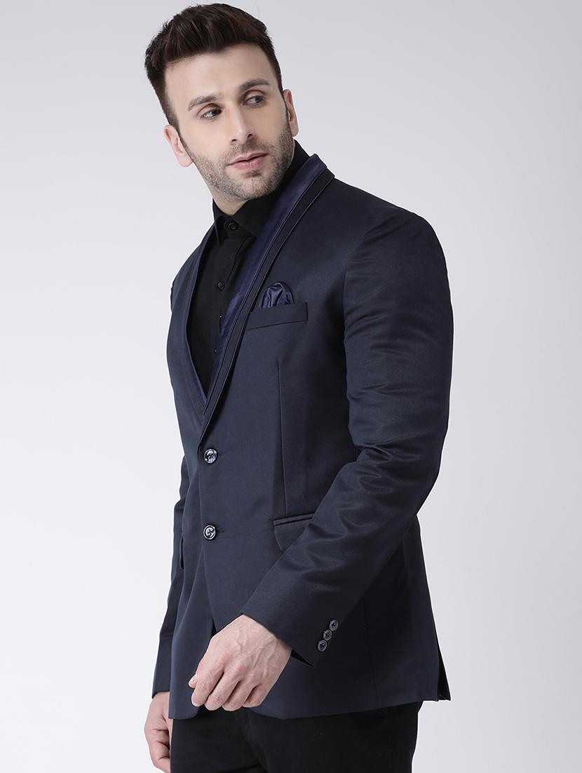 navy blue solid tuxedo blazer - 17063759 - Zoom Image - 2
