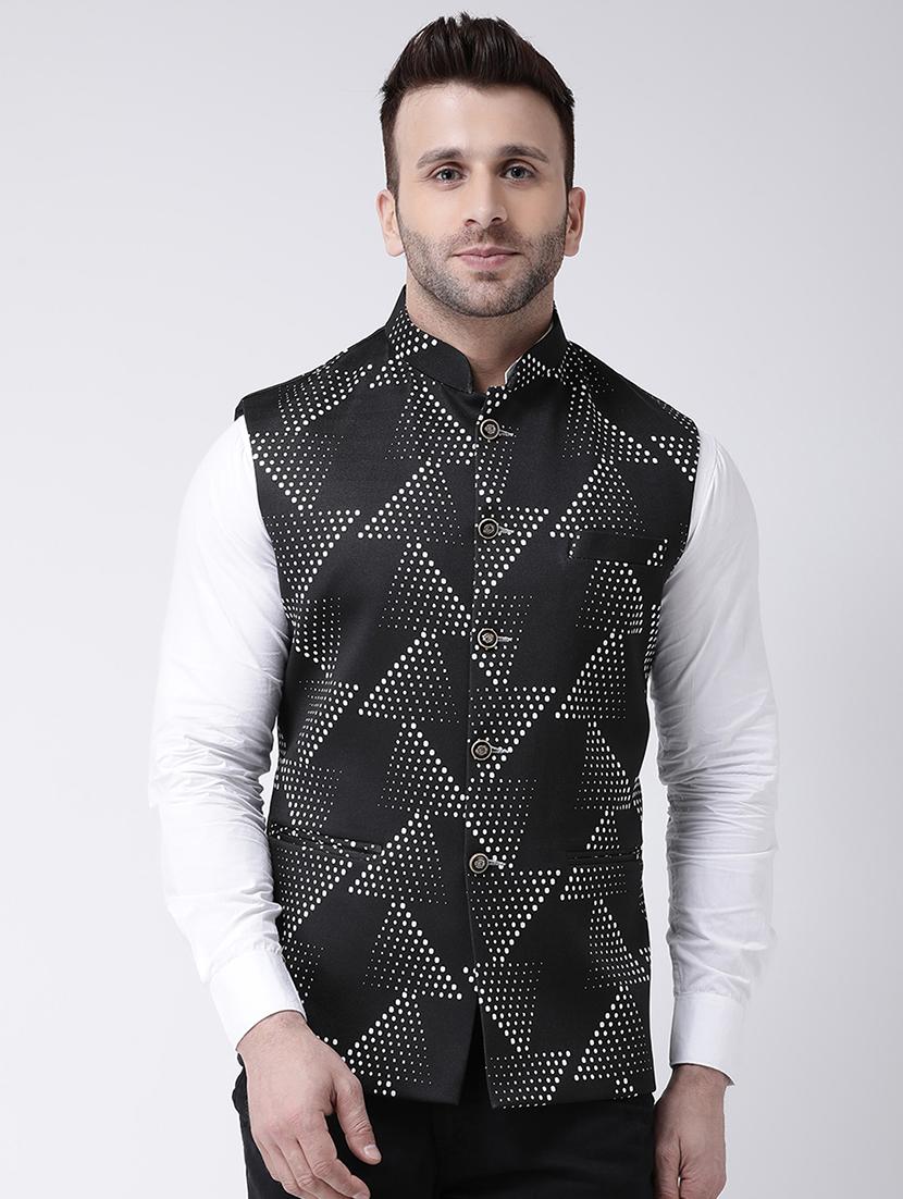 black printed nehru jacket - 17063766 - Zoom Image - 1