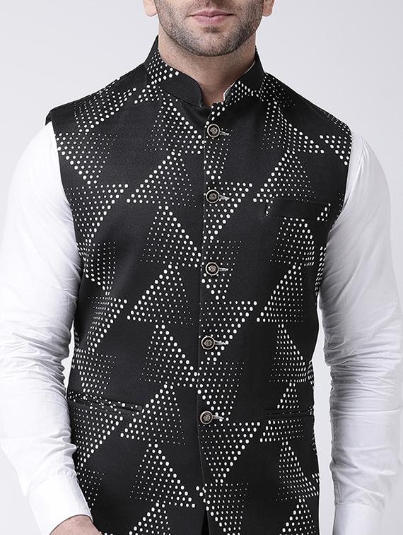 black printed nehru jacket - 17063766 - Zoom Image - 5