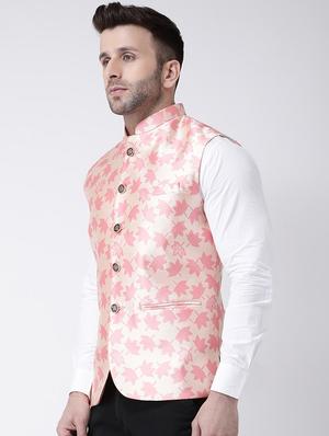 pink printed nehru jacket - 17063771 - Standard Image - 2