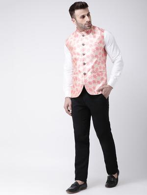 pink printed nehru jacket - 17063771 - Standard Image - 4