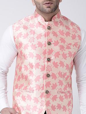 pink printed nehru jacket - 17063771 - Standard Image - 5