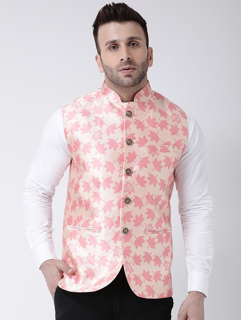 pink printed nehru jacket - 17063771 - Zoom Image - 1