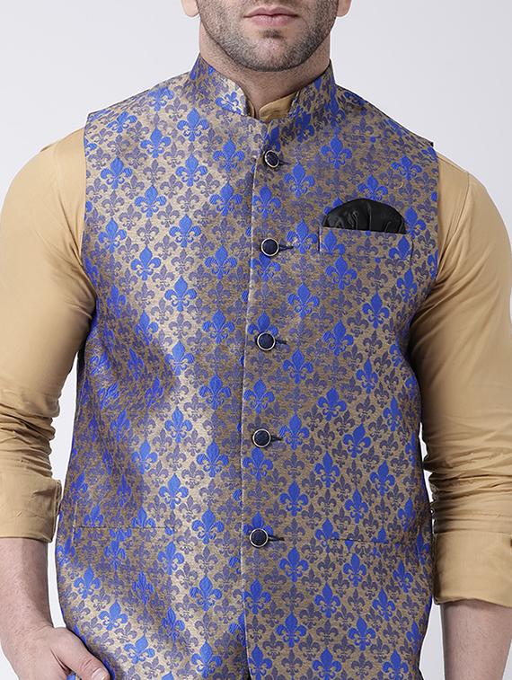 blue jacquard nehru jacket - 17063775 - Zoom Image - 5