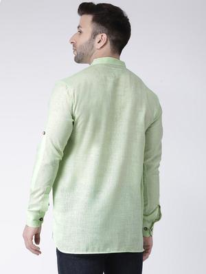 green solid short kurta - 17063782 - Standard Image - 3