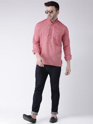 pink solid short kurta - 17063785 - Standard Image - 4