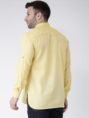 yellow solid short kurta - 17063786 - Standard Image - 3